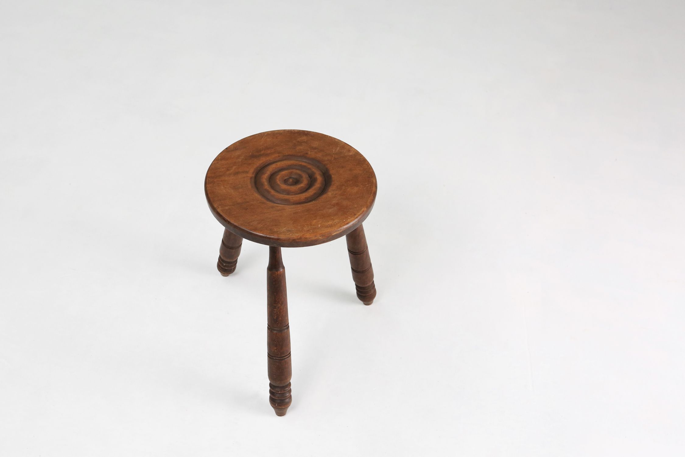 Pair of Vintage low Brutalist tripod Stools, Belgium, 1960sthumbnail